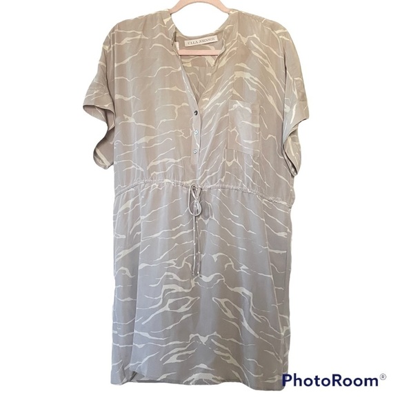 Ulla Johnson Silk Short Sleeve Drawstring Dress in Zebra Sand Beige β Size M - Picture 3 of 6